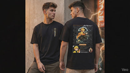 Demon Slayer Zenitsu Agatsuma Graphic T-Shirt | Premium Oversized Streetwear Anime T-Shirt | Front & Back Print