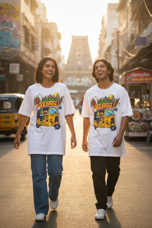 Unleavables Enga Ooru Madrasu Oversized T-Shirt | Unisex Chennai Streetwear Graphic Tee