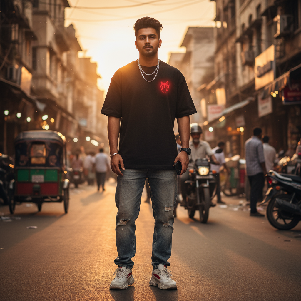 Unisex Oversized Spider-Graphic Tee