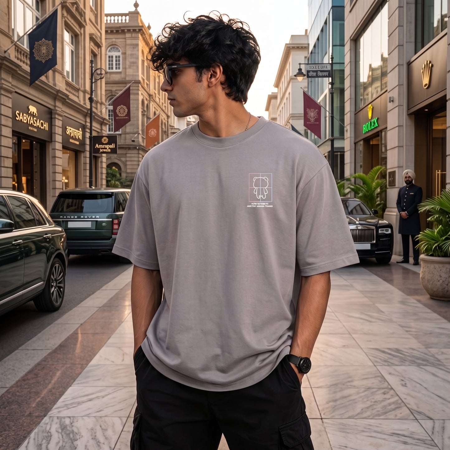 6 PM Sunsets Graphic Oversized T-Shirt for Men | Premium Cotton Streetwear Tee