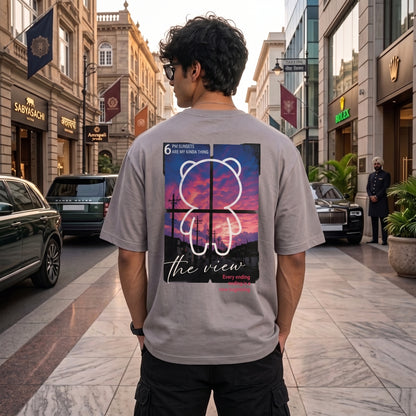 6 PM Sunsets Graphic Oversized T-Shirt for Men | Premium Cotton Streetwear Tee
