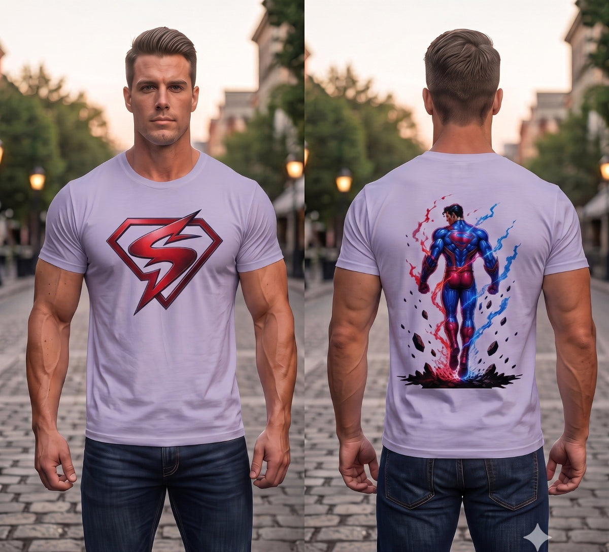 Unleavables Oversized Men’s T-shirt - Superman Graphics Style 100% Cotton T-Shirt