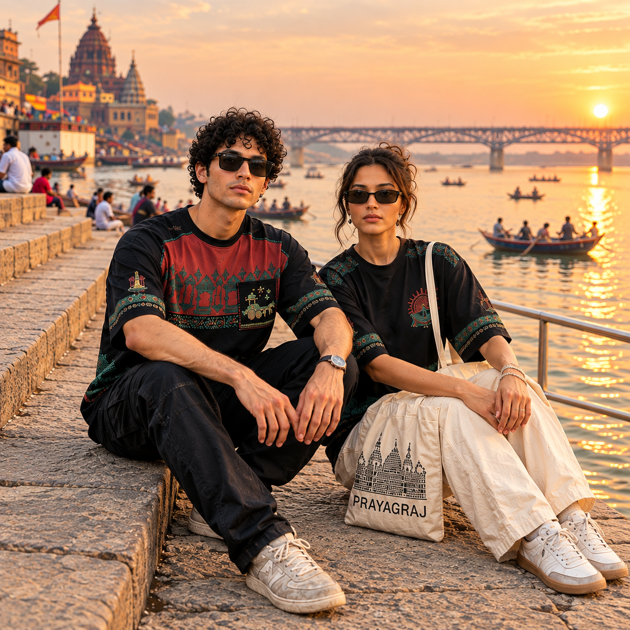 Indian Heritage Folk Art Oversized Graphic Tee – Bold Ethnic Streetwear