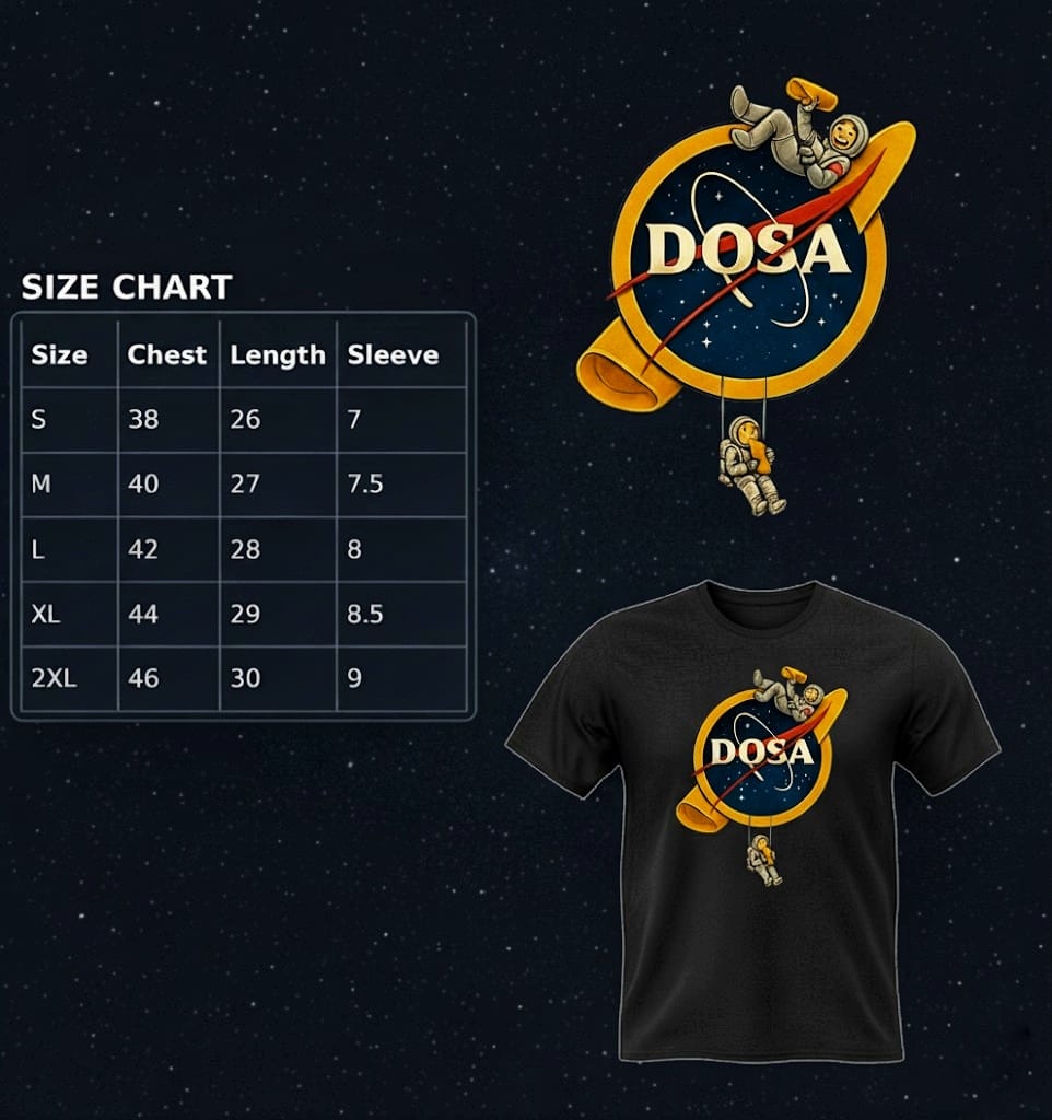 Unleavables NASA-Dosa T-Shirt | Unisex Graphic Tee | 100% Cotton Streetwear
