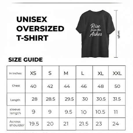 Lucifer Oversized Rise From Ashes Graphic T-Shirt: Unisex | Unleavables | 100% Cotton | Round Neck 