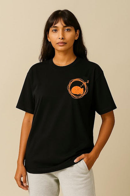 Sleep Deprived Streetwear Oversized Tee – Unisex 100% Cotton Black Graphic T-Shirt
