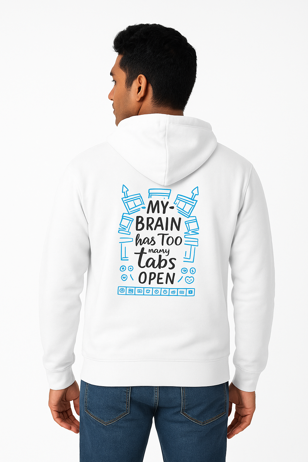 Casual Graphic Hoodie-Brain at Work Design