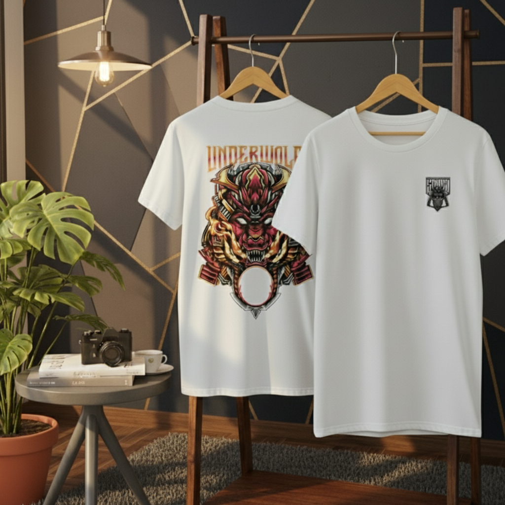Unleavables Premium Samurai Soul x Underwolf Oversized T-Shirt | Anime Style | Edgy Streetwear |100% Combed Cotton
